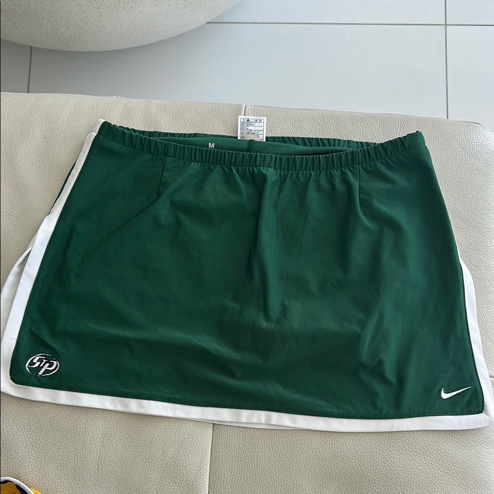 Nike Dark Green and White Women's Mini Skirt